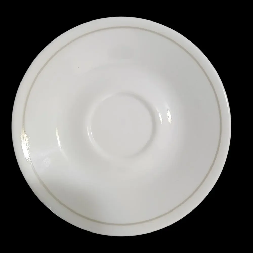 Corelle Gray Stripe Coupe Saucers Set of 4 Bread Butter Dessert Plates 6